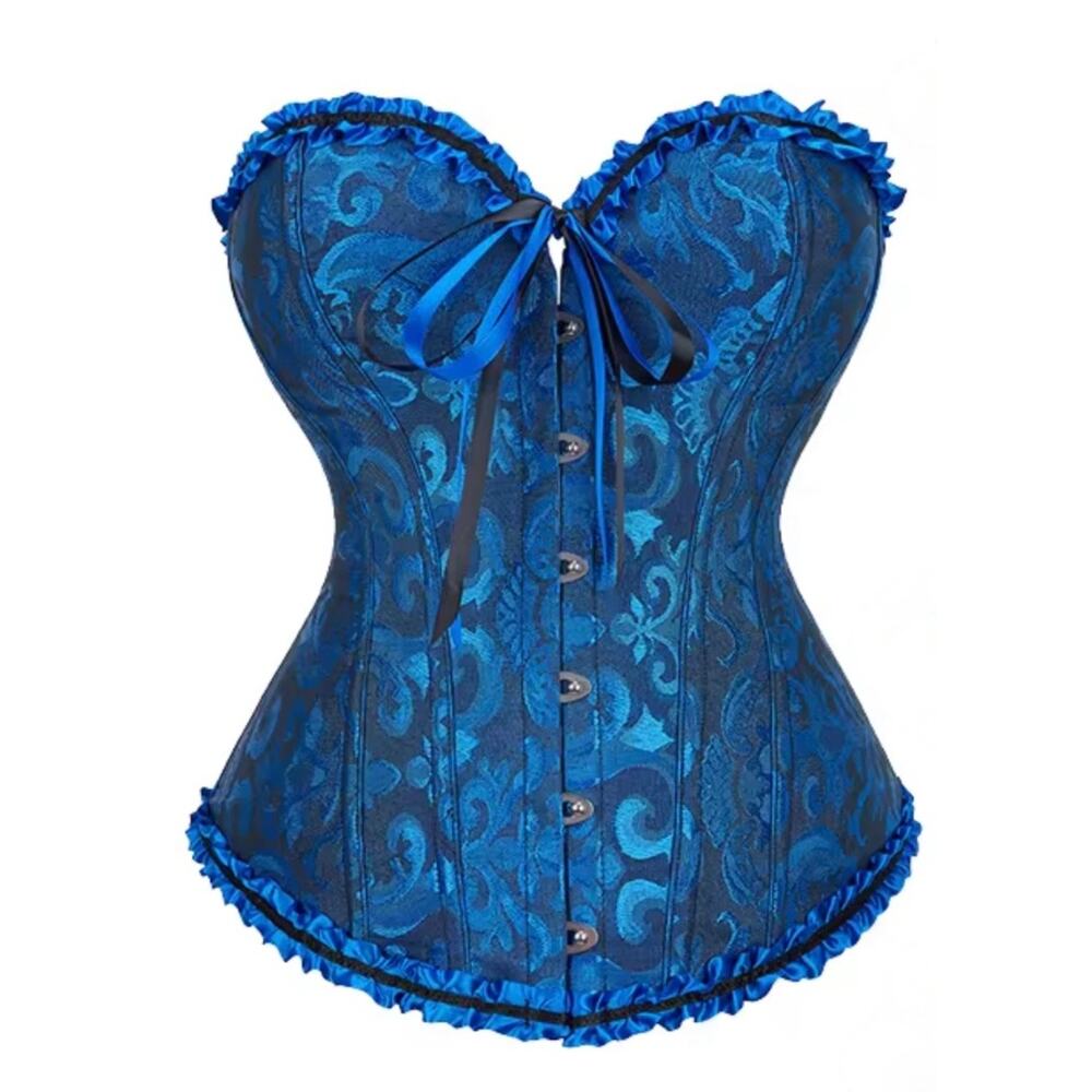 Women's Lace Up Boned Overbust Corset Bustier Size XL